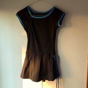 black with blue velvet lining figure skating dress